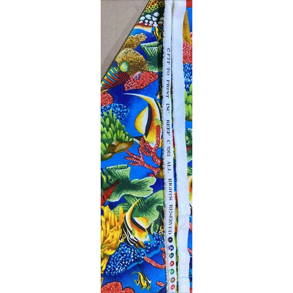 Tropical Fish Nautical Sea Coral Cotton Fabric Fit To Print 1.8yards x 45